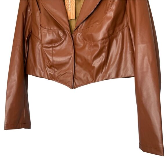 |🔸BUNDLE ONLY🔸|NWT| SHEIN CURVE Plus Lapel Neck Button Crop PU Leather Blazer - Picture 5 of 8